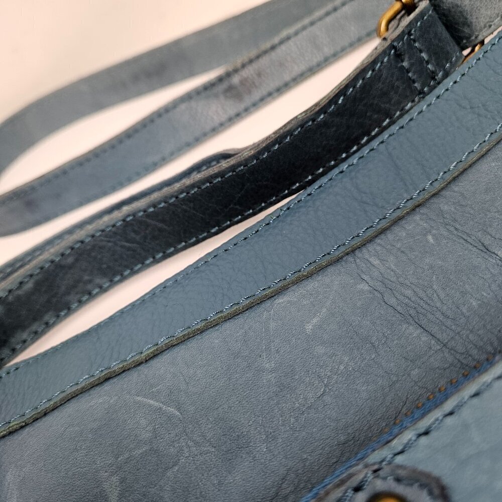 Lucky Brand Boho Blue Leather Crossbody Bag - Picture 3 of 16